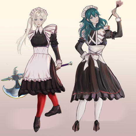 Edelgard and Byleth (maid outfits)
